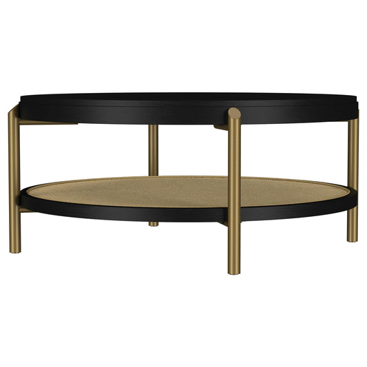 Coaster Furniture Arini 706198 Round Coffee Table With Storage Shelf - Black IMAGE 1