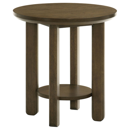Coaster Furniture Ottowa 706307 22-Inch Round Wood End Table with Shelf - Brown IMAGE 1