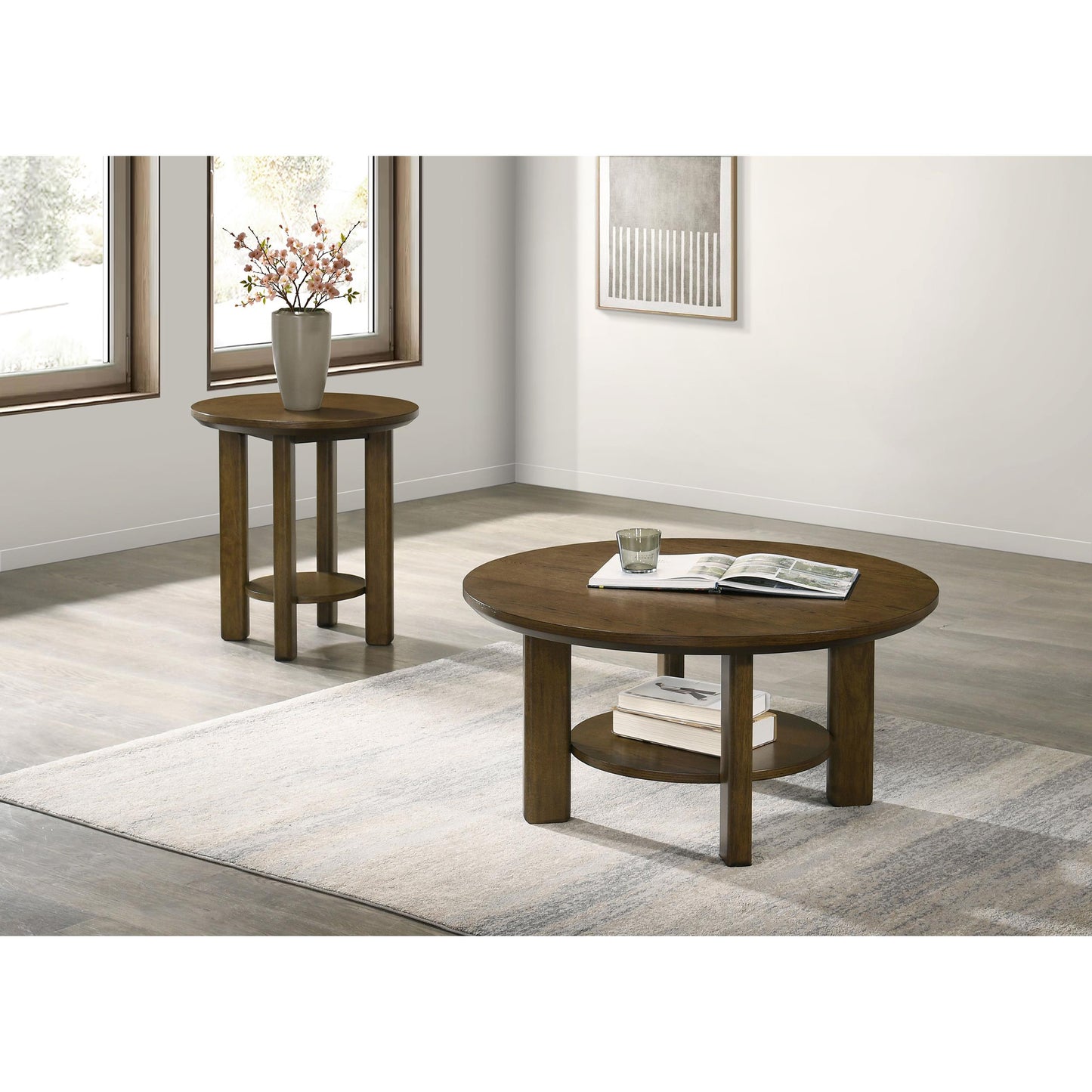 Coaster Furniture Ottowa 706307 22-Inch Round Wood End Table with Shelf - Brown IMAGE 10