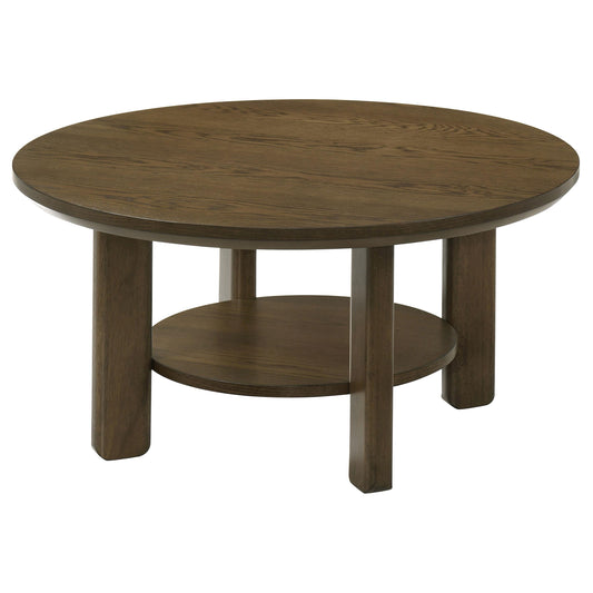 Coaster Furniture Ottowa 706308 35-inch Round Wood Coffee Table - Brown IMAGE 1