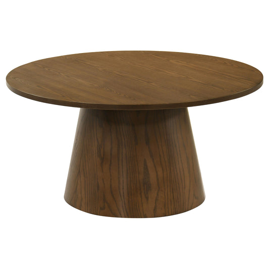 Coaster Furniture Franklin 706438 36-inch Round Pedestal Coffee Table - Dark Brown IMAGE 1