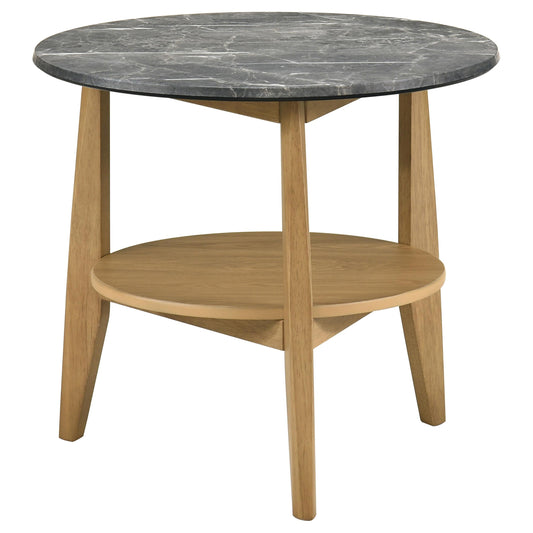 Coaster Furniture Bradley 706447 Round SmartTop Side Table - Grey/Natural IMAGE 1