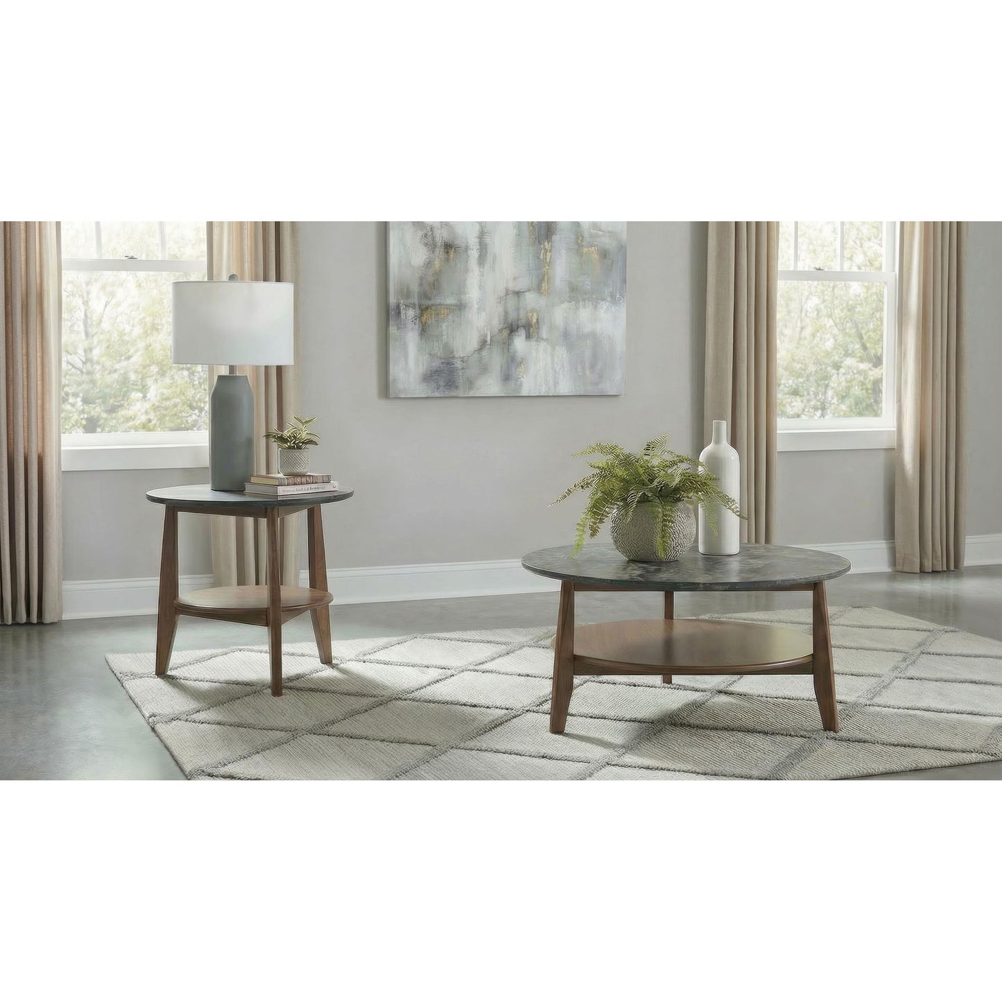 Coaster Furniture Bradley 706457 Round SmartTop Side Table - Smokey Grey/Dark Brown IMAGE 10