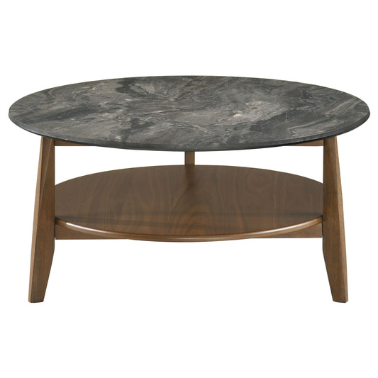 Coaster Furniture Bradley 706458 Round SmartTop Coffee Table - Smokey Grey/Brown IMAGE 1
