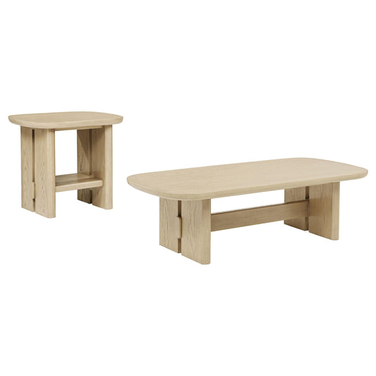 Coaster Furniture Kailani 706588-S2 2-piece Coastal Coffee and End Table Set - Beige Oak IMAGE 1