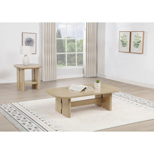 Coaster Furniture Kailani 706588-S2 2-piece Coastal Coffee and End Table Set - Beige Oak IMAGE 1