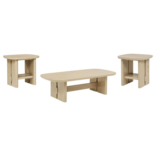 Coaster Furniture Kailani 706588-S3 3-piece Coastal Coffee and End Table Set - Beige Oak IMAGE 1