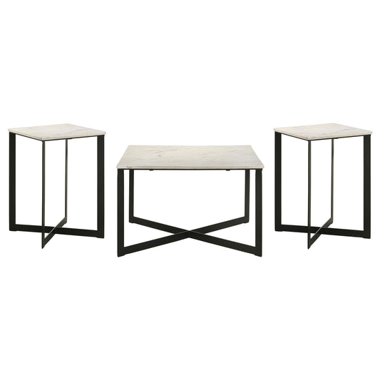 Coaster Furniture Tobin 707698-S3 3-piece Marble Top Coffee and End Table Set - White IMAGE 1