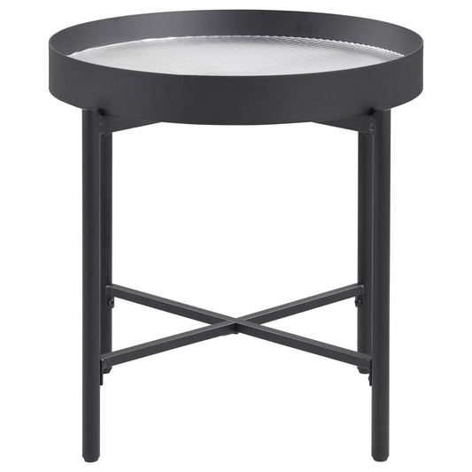 Coaster Furniture Ozella 707897 Round Side Table with Recessed Top - Sandy Black IMAGE 1
