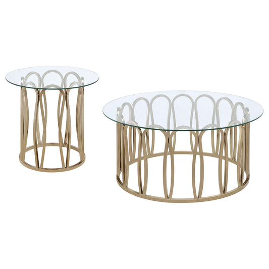 Coaster Furniture Monett 708058-S2 2-piece Coffee and End Table Set - Chocolate Chrome IMAGE 1