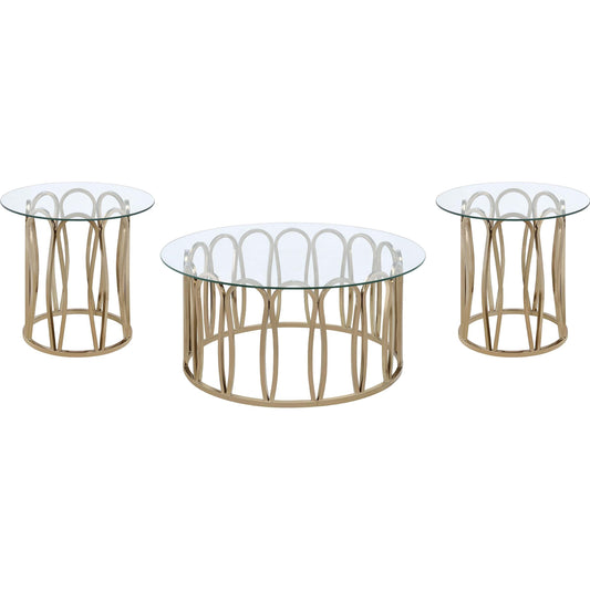 Coaster Furniture Monett 708058-S3 3-piece Coffee and End Table Set - Chocolate Chrome IMAGE 1