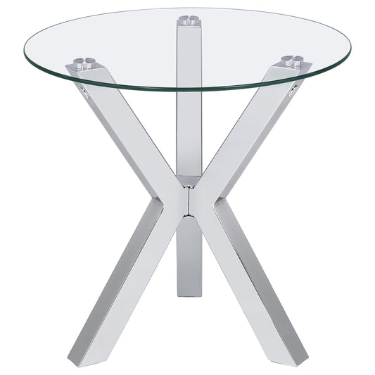 Coaster Furniture Kenzie 708127 Round Tempered Glass Top Side Table - Chrome IMAGE 1