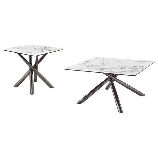 Coaster Furniture Carvell 708138-S2 2-piece Square Coffee and End Table Set - Mirage White IMAGE 1