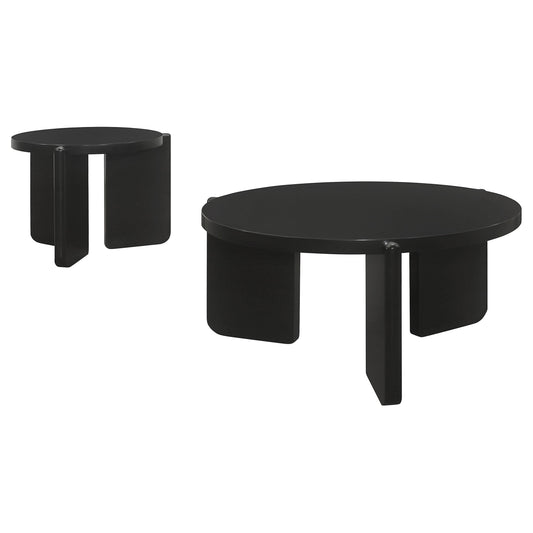 Coaster Furniture Cordova 709678-S2 2-piece Solid Wood Coffee and End Table Set - Black IMAGE 1