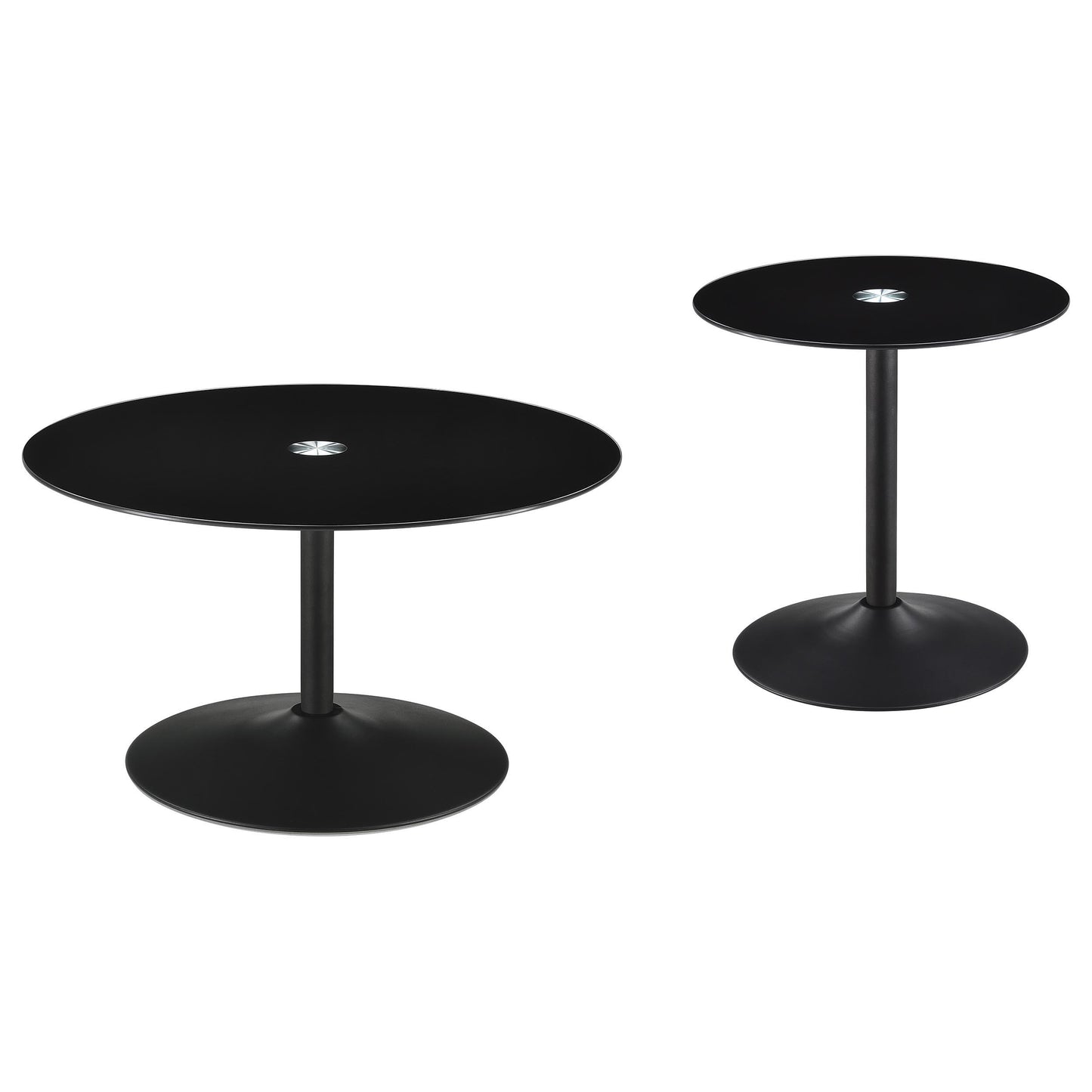 Coaster Furniture Ganso 709688-S2 2-piece Round Glass Top Coffee and End Table Set - Black IMAGE 6