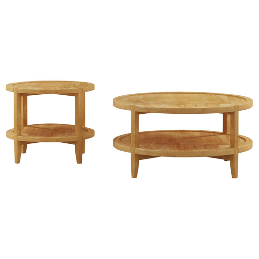 Coaster Furniture Camillo 709698-S2 2-piece Round Coffee and End Table Set - Maple IMAGE 1