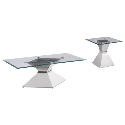 Coaster Furniture Jenny 710208-S2 2-piece Rectangular Coffee and End Table Set - Chrome IMAGE 1