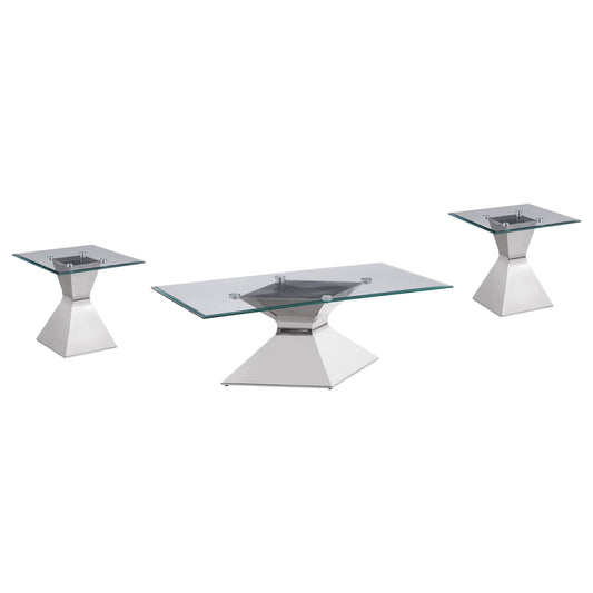 Coaster Furniture Jenny 710208-S3 3-piece Rectangular Coffee and End Table Set - Chrome IMAGE 1