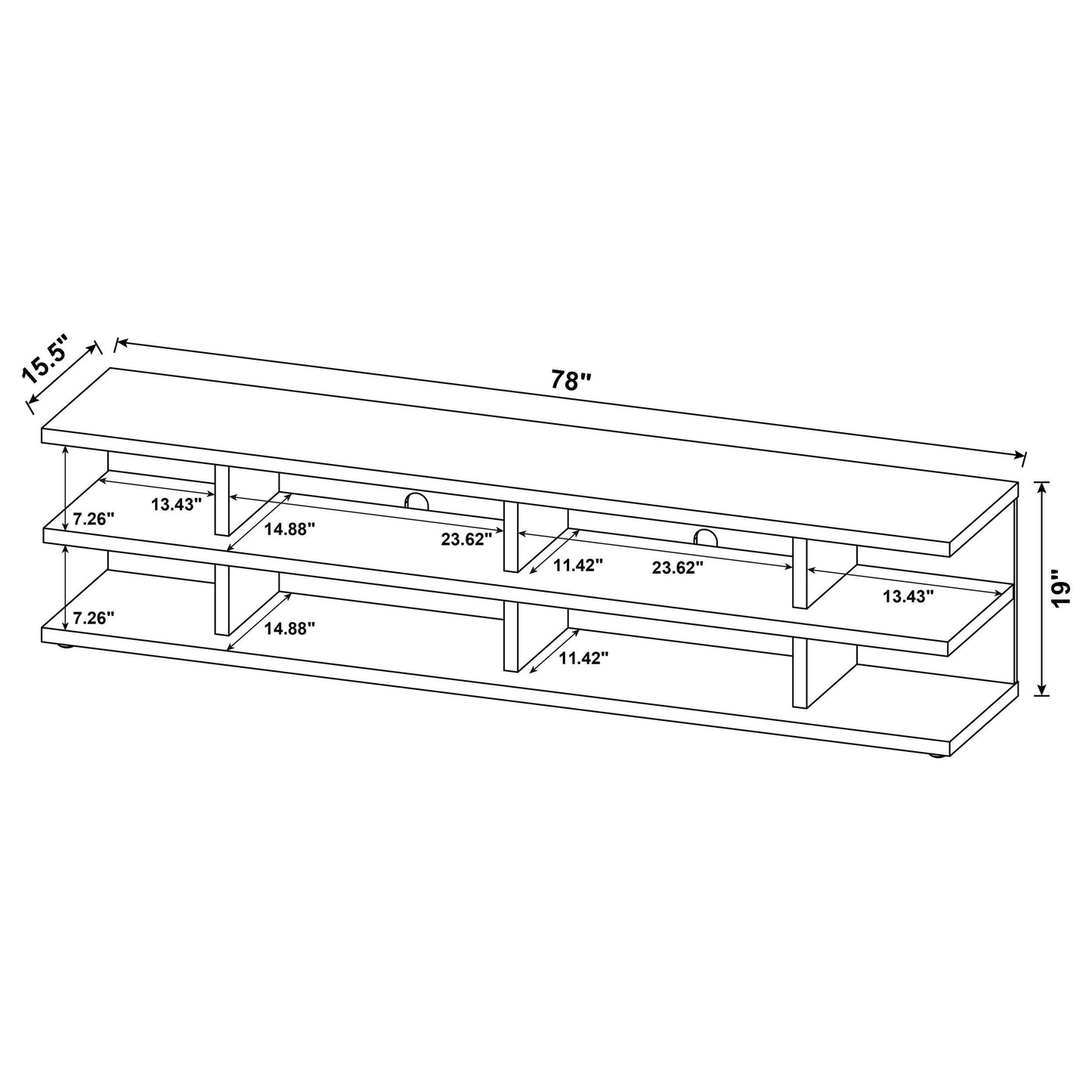 Coaster Furniture Cartmill 710533 78-inch 2-tier TV Stand Media Console - Black IMAGE 10