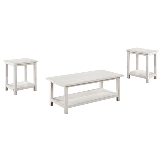 Coaster Furniture Payne 710558-S3A 3-piece Coffee and End Table Set - Distressed White IMAGE 1