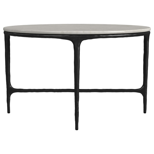Coaster Furniture Hermas 710738 Round Genuine Marble Top Metal Coffee Table - White IMAGE 1
