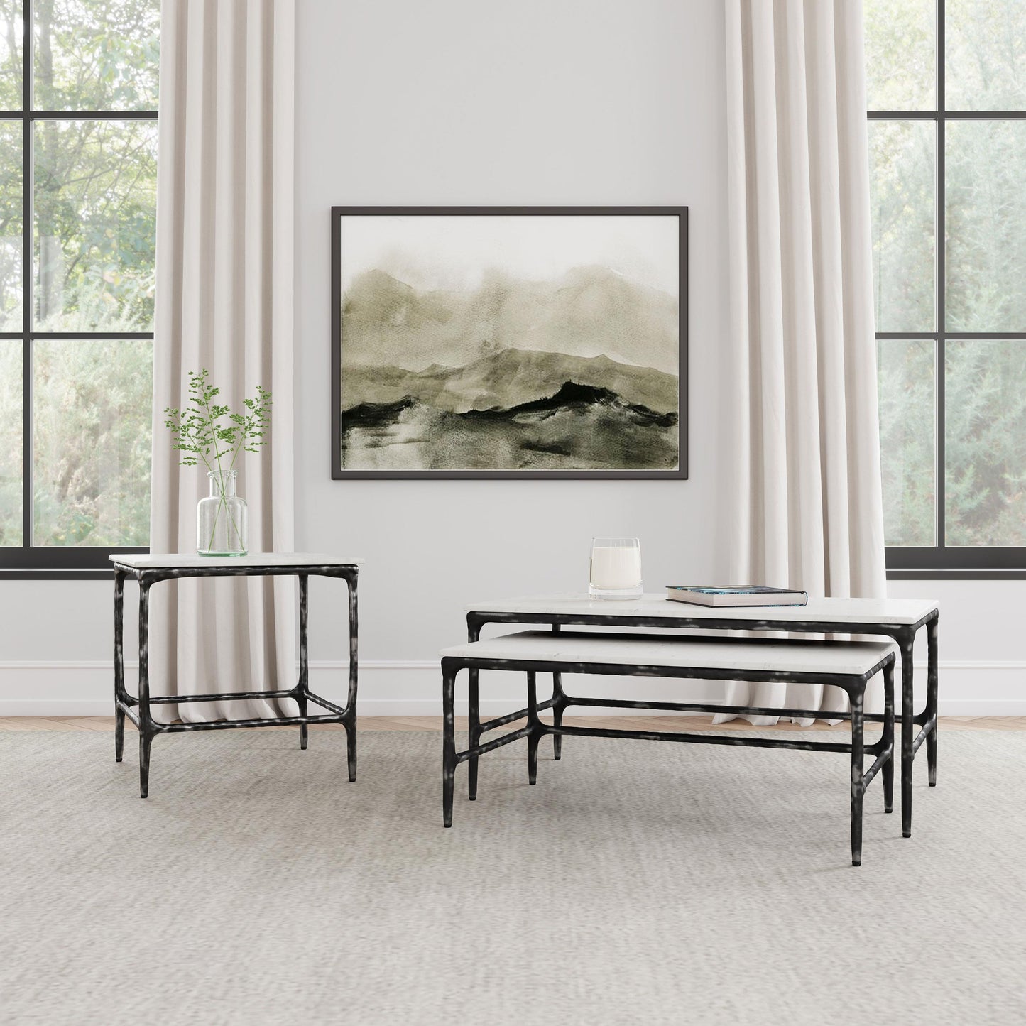 Coaster Furniture Ebby 710747 Square Genuine Marble Top Metal End Table - White IMAGE 8