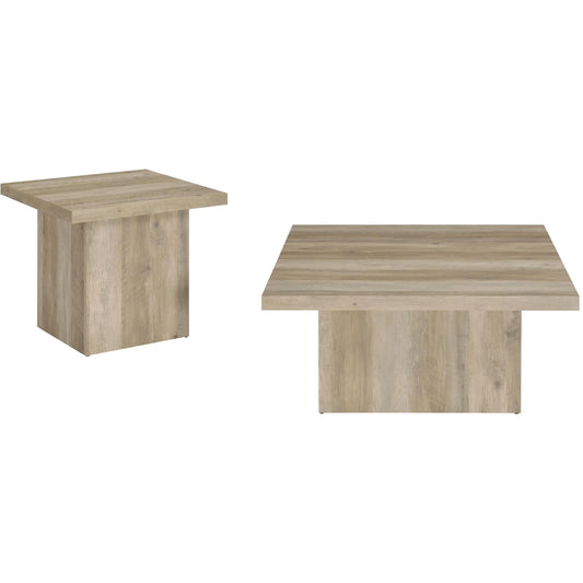 Coaster Furniture Devar 710878-S2 2-piece Square Coffee End Table Set - Distressed Pine IMAGE 1