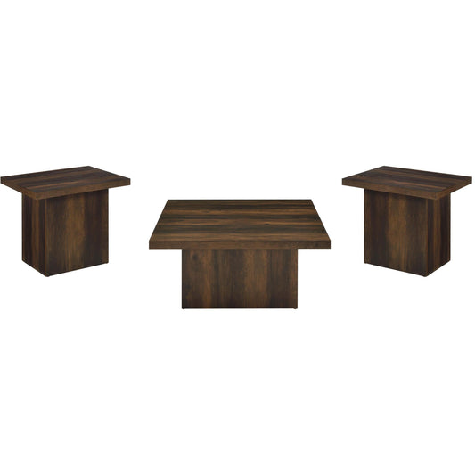 Coaster Furniture Devar 710888-S3 3-piece Square Coffee and End Table Set - Dark Pine IMAGE 1