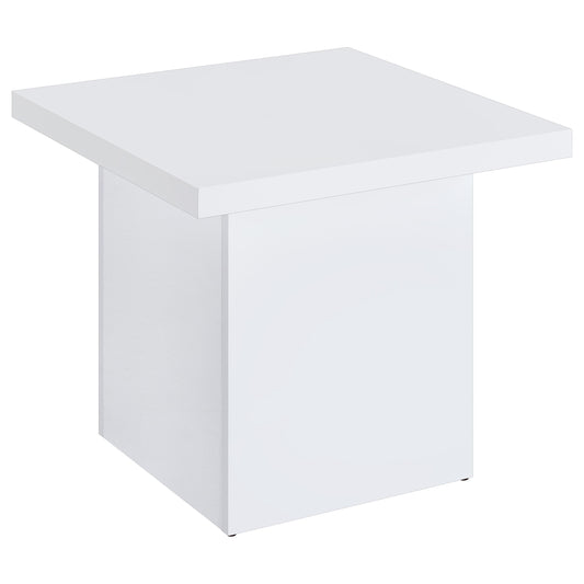 Coaster Furniture Devar 710897 Square Engineered Wood End Table - White High Gloss IMAGE 1