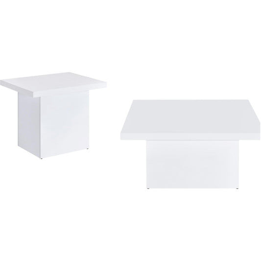 Coaster Furniture Devar 710898-S2 2-piece Square Coffee End Table Set - White High Gloss IMAGE 1