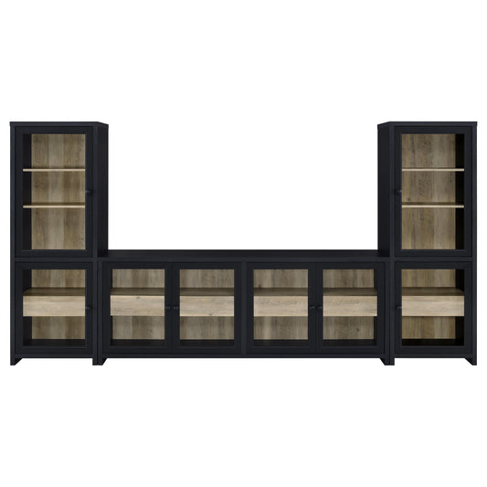 Coaster Furniture Denison 720223-SET 3-piece Entertainment Center 79-inch TV Stand - Black IMAGE 1