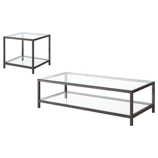 Coaster Furniture Trini 720228-S2 2-piece Coffee and End Table Set - Black Nickel IMAGE 1