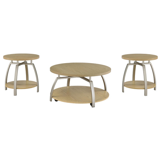 Coaster Furniture Dacre 720318-S3 3-piece Round Coffee and End Table Set - Greige IMAGE 1