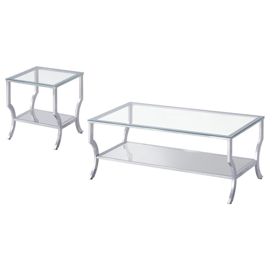 Coaster Furniture Saide 720338-S2 2-piece Glass Top Coffee and End Table Set - Chrome IMAGE 1