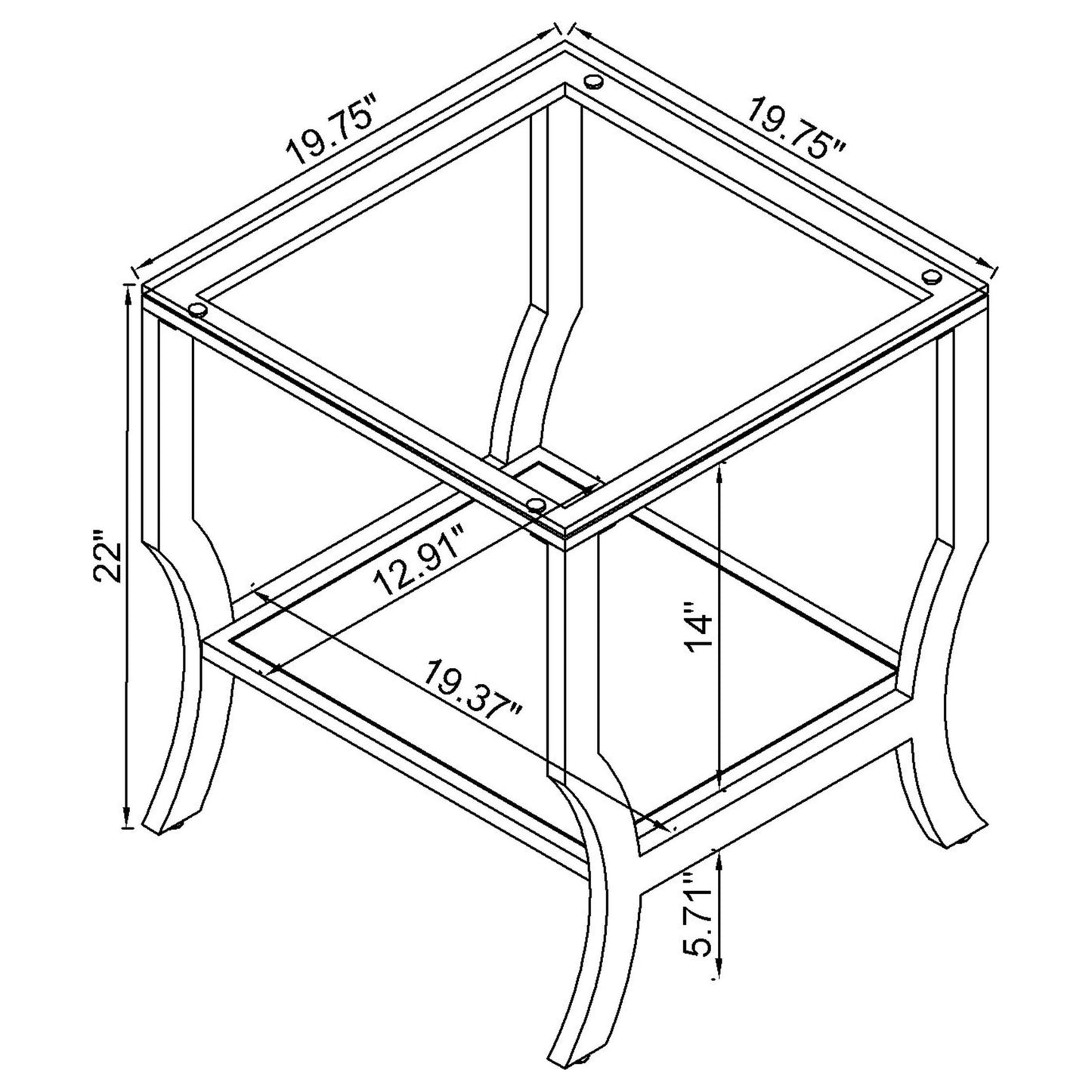 Coaster Furniture Saide 720338-S2 2-piece Glass Top Coffee and End Table Set - Chrome IMAGE 5