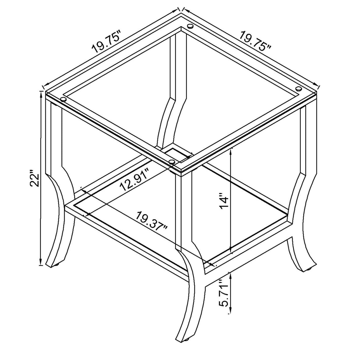 Coaster Furniture Saide 720338-S3 3-piece Glass Top Coffee and End Table Set - Chrome IMAGE 5