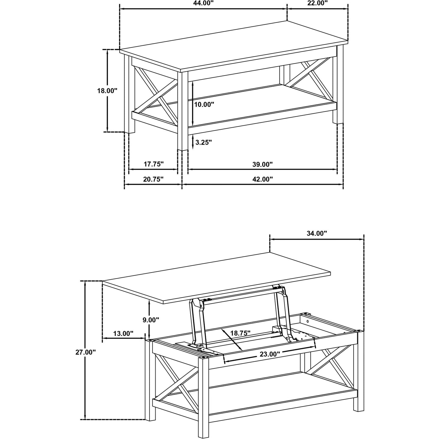 Coaster Furniture Skyview 722088-S3 3-piece Rectangular Lift Top Coffee Table Set - White IMAGE 14