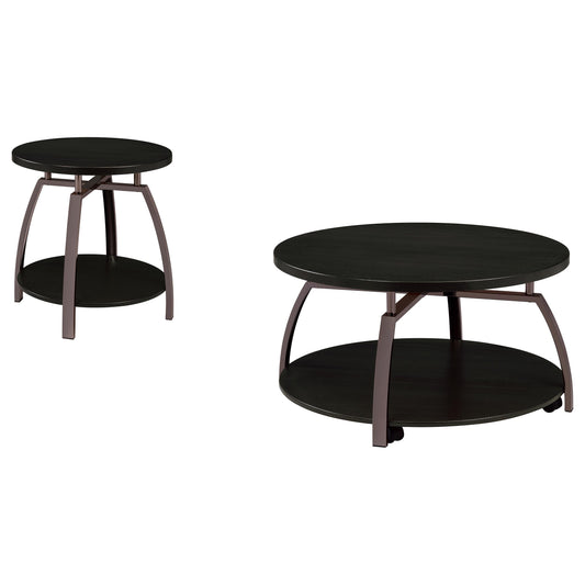 Coaster Furniture Dacre 722208-S2 2-piece Round Coffee and End Table Set - Dark Charcoal IMAGE 1
