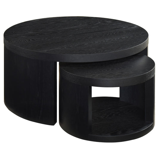 Coaster Furniture Sweeney 722820 2-piece Round Wood Occasional Nesting Table Set - Black IMAGE 1