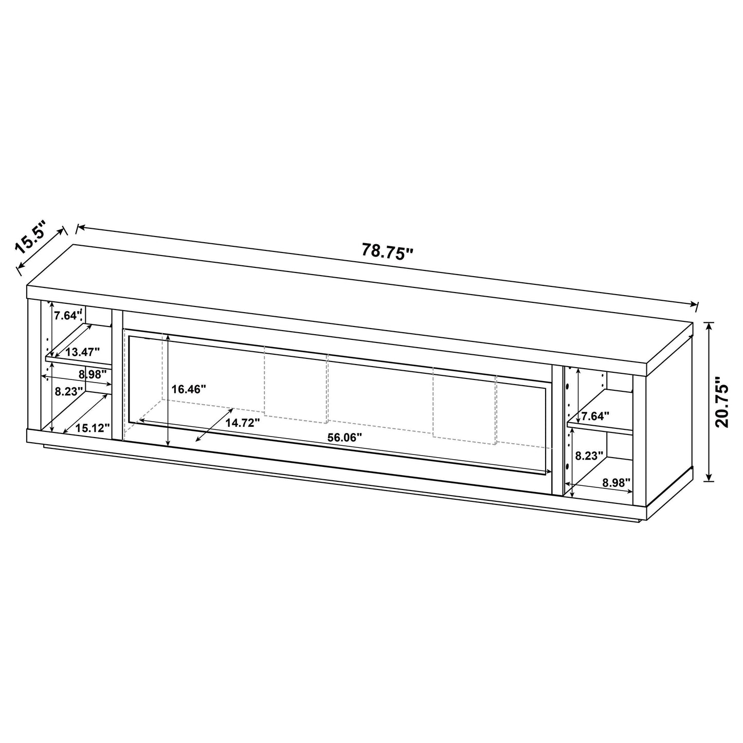 Coaster Furniture Deiter 722833 79-inch TV Stand Fireplace Media Console - Black IMAGE 14