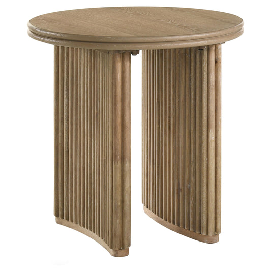 Coaster Furniture Adina 722937 Round Wood End Table - Distressed Light Brown IMAGE 1
