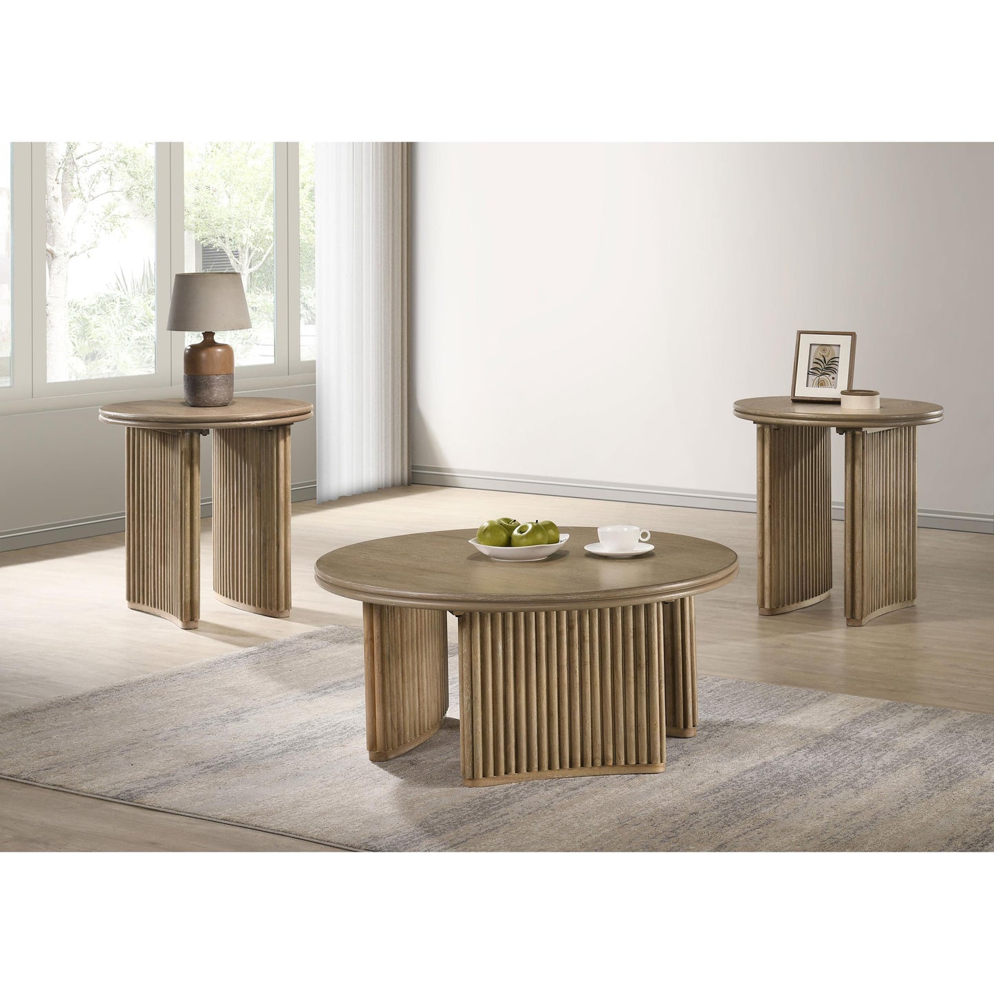 Coaster Furniture Adina 722937 Round Wood End Table - Distressed Light Brown IMAGE 8