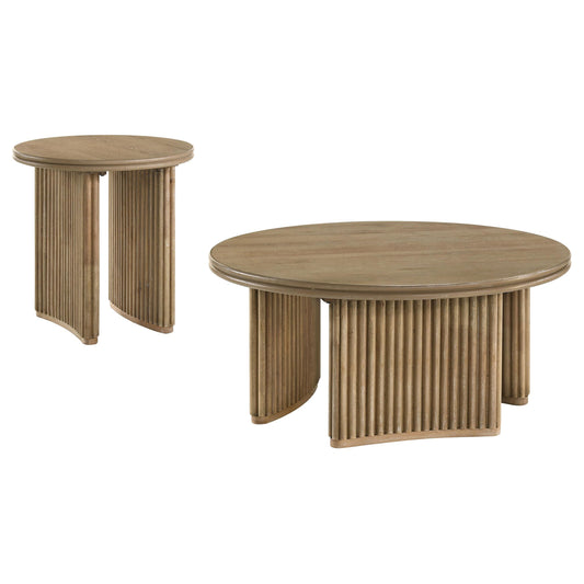 Coaster Furniture Adina 722938-S2 2-piece Round Coffee Table Set - Distressed Light Brown IMAGE 1