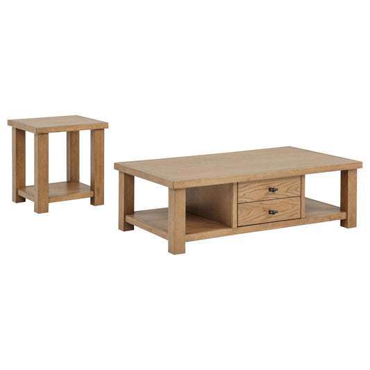 Coaster Furniture Beasley 723328-S2 2-Piece Wood Coffee Table Set - Golden Oak IMAGE 1
