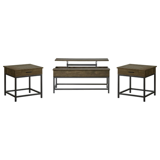 Coaster Furniture Byers 723778-S3 3-piece Lift Top Coffee and End Table Set - Brown Oak IMAGE 1