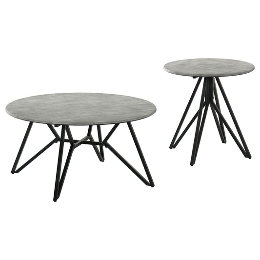 Coaster Furniture Hadi 736178-S2 2-piece Round SmartTop Coffee and End Table Set - Cement IMAGE 1