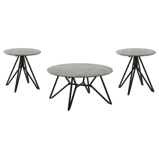 Coaster Furniture Hadi 736178-S3 3-piece Round SmartTop Coffee and End Table Set - Cement IMAGE 1