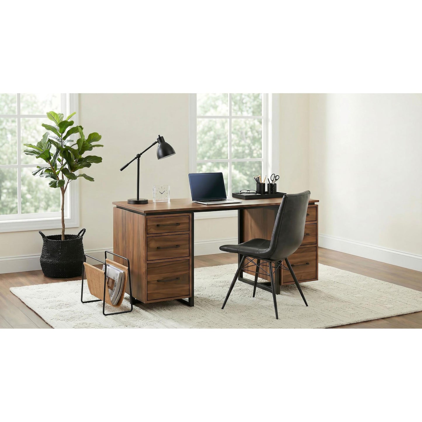 Coaster Furniture Berhalter 801596 6-Drawer Double Pedestal File Computer Desk IMAGE 16