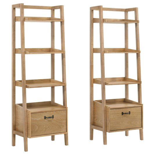 Coaster Furniture Fabian 802043 2-piece 3-shelf Bookshelf with Drawer - Distressed Light Brown IMAGE 1