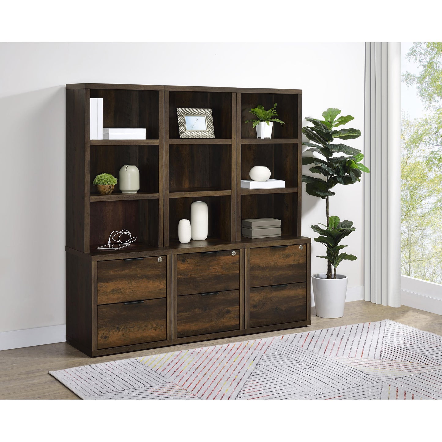 Coaster Furniture Westpark 802713 3-shelf Bookcase USB and Lockable Drawer - Dark Pine IMAGE 14